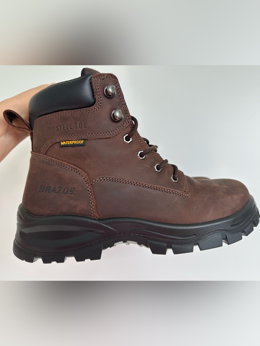 Steel Toe Waterproof Brown Work Boot